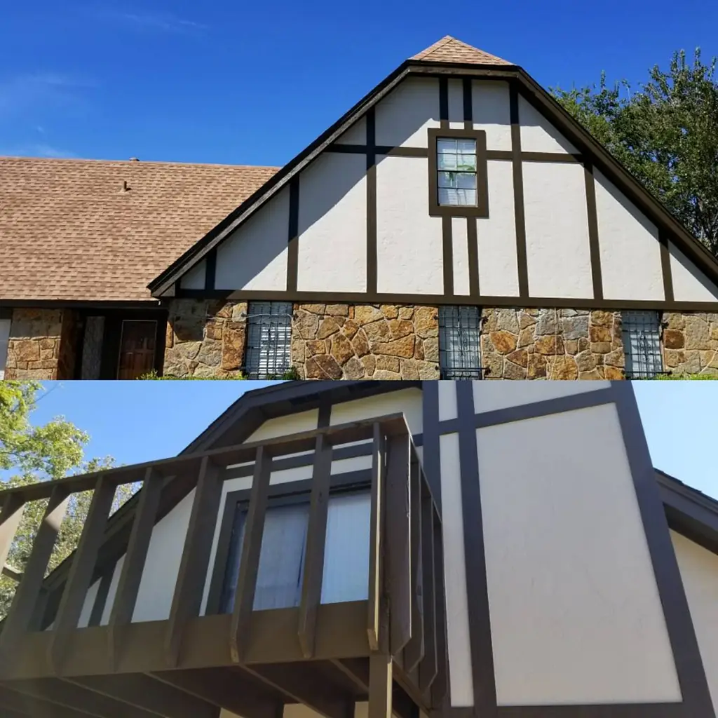 Tudor-style home in Oklahoma City with a new brown architectural shingle roof